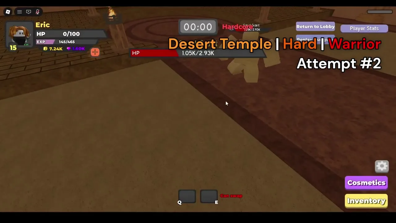 Dungeon Quest Reborn end-of-run loot rarity flash on Temple